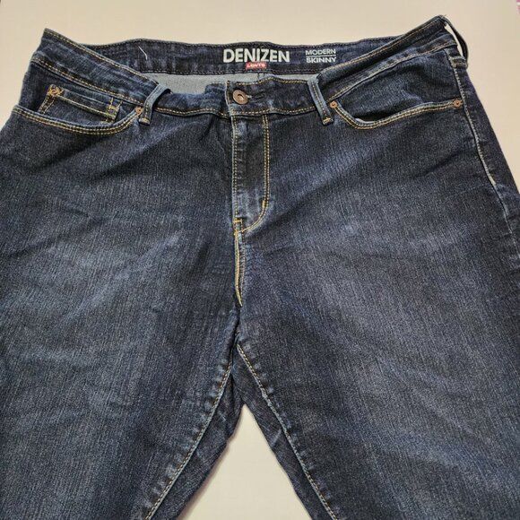 Levi's Denizen Dark Wash Stretch Denim Mid Rise Modern Skinny Jeans - Picture 3 of 5